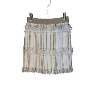 MarcoBologna Fringe‎ Metallic Gold Stripe Mini Skirt US 6 NWT Italian Designer